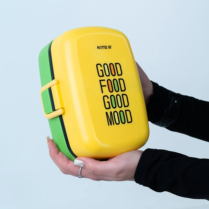 Lunchbox żółty 2 komory ze sztućcami 1150 ml - Image 3