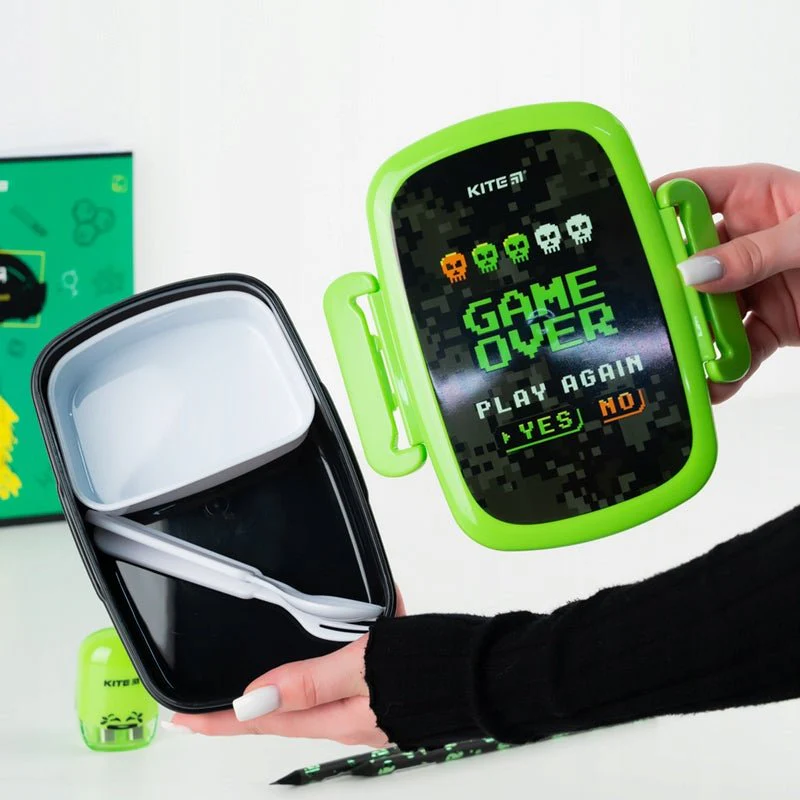 Śniadaniówka dla chłopca ze sztućcami i mini pojemnikiem 750 ml Game over - Image 2