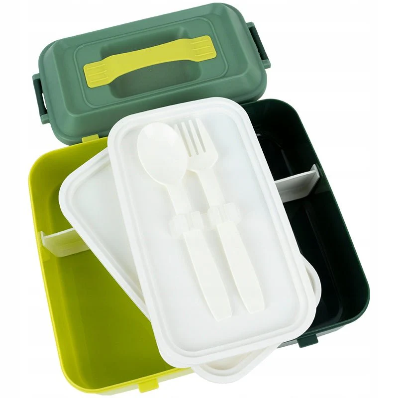 Duży lunchbox 2000 ml z przegródkami i sztućcami zielona Kite - Image 2