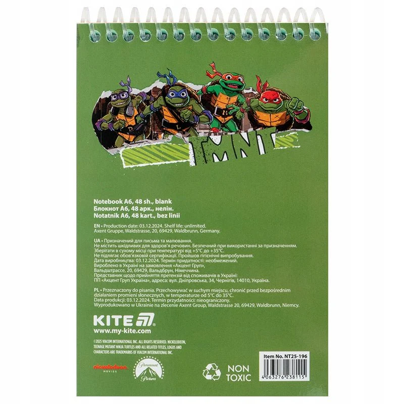 Notes spiralny A6 Ninja Turtles Kite - Image 4