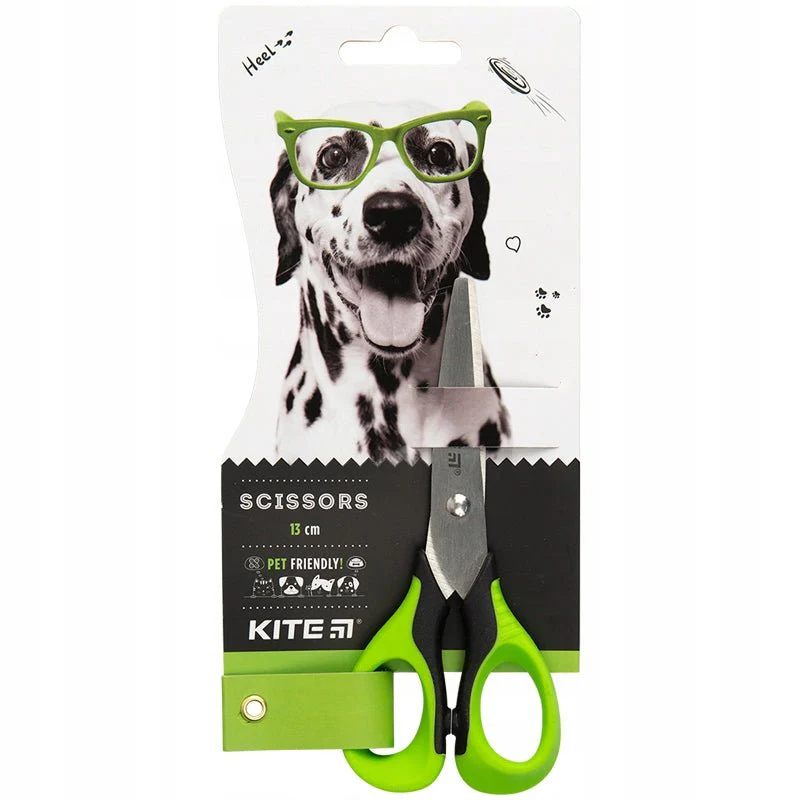 Nożyczki dla dzieci szkolne 13cm zielone Kite Dogs