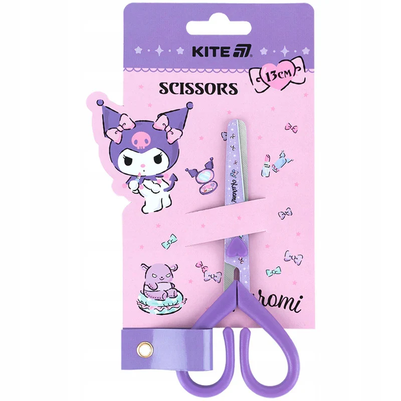 Nozyczki dziecięce Kuromi 13 cm z uchwytami w ksztalcie serca Kite