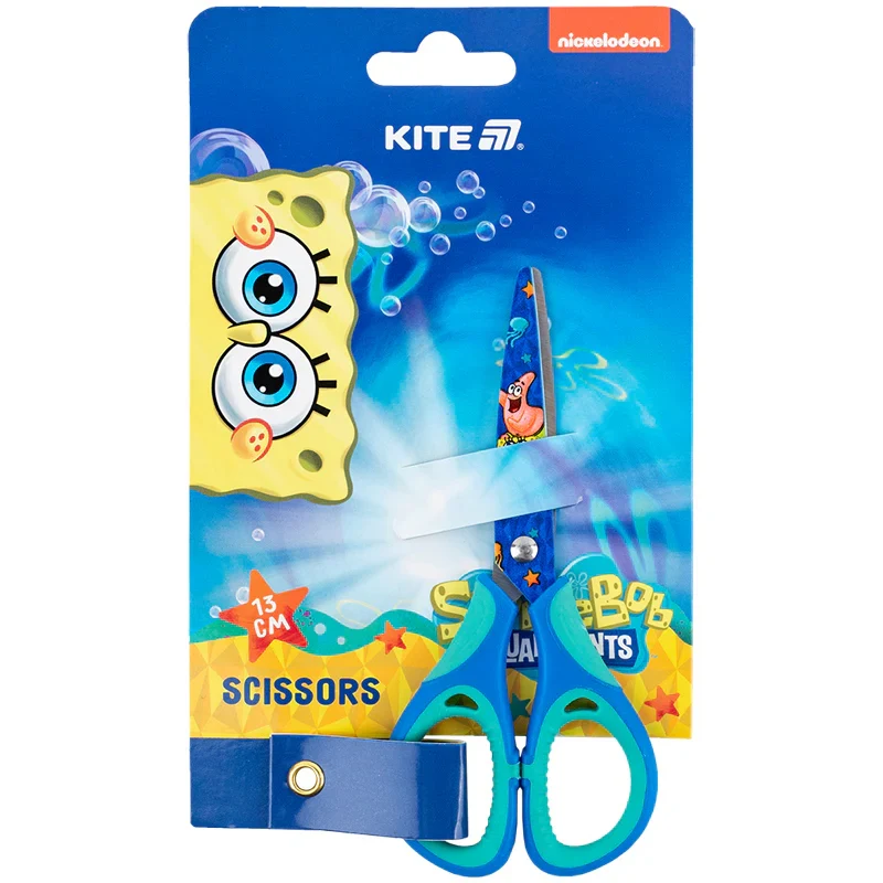 Nozyczki szkolne dla dzieci Sponge Bob 13 cm z gumowymi wkladkami Kite