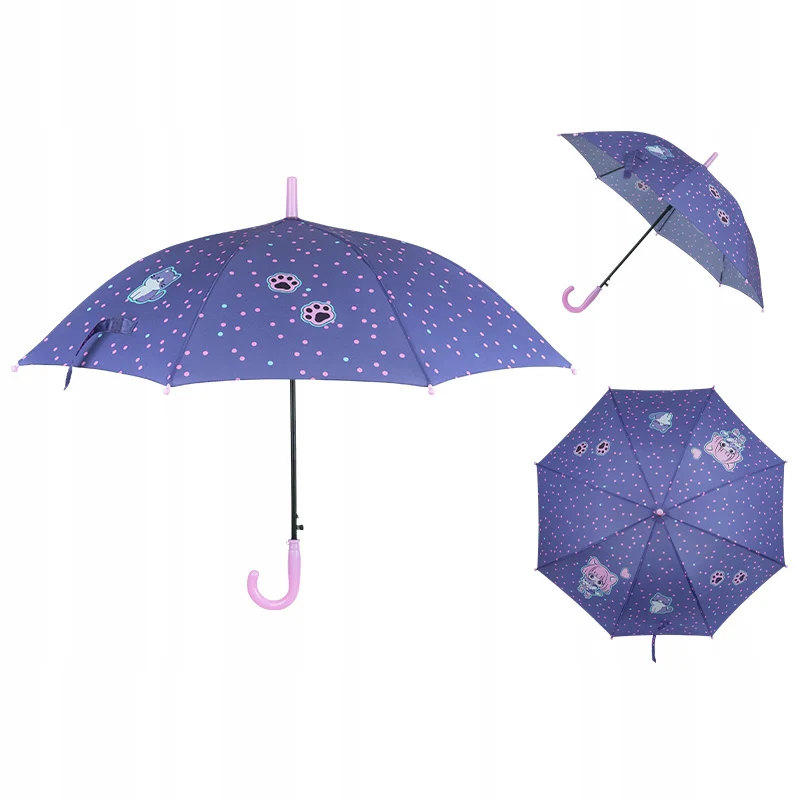 Parasol parasolka długa Kite dla dziewczynki półautomatyczna wzmocniona - Image 3