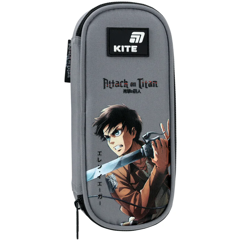 Piórnik saszetka szary z organizerem dla chłopca Attack on Titan Kite