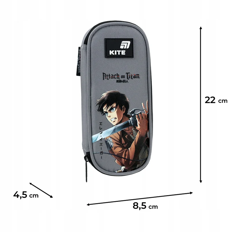 Piórnik saszetka szary z organizerem dla chłopca Attack on Titan Kite - Image 4