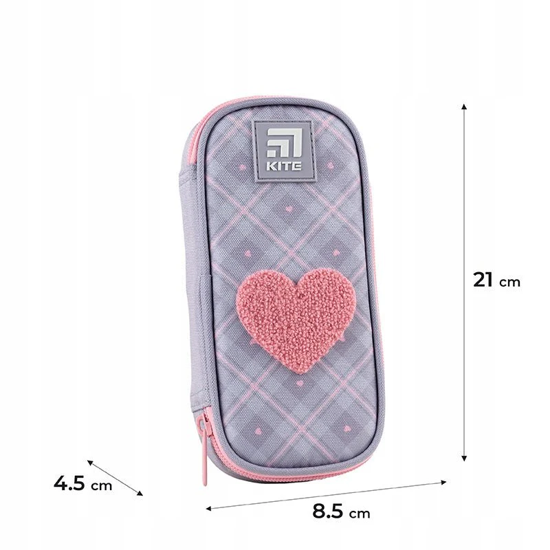 Piórnik szkolny Kite Fluffy Heart dla dziewczynki saszetka pluszowe serduszko - Image 5