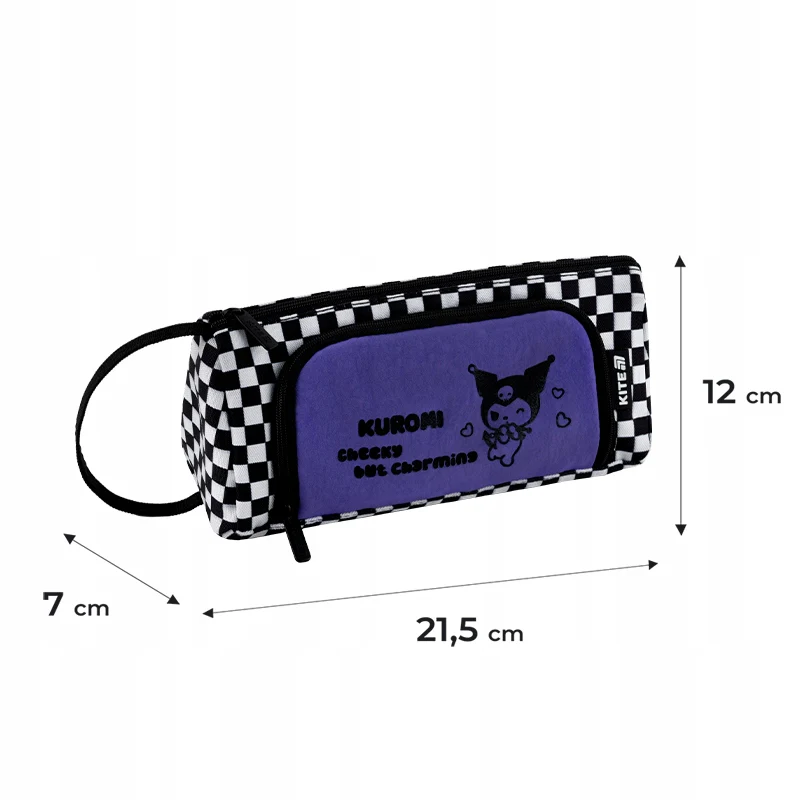 Piórnik Kite Kuromi fioletowy saszetka dwukomorowa w szachownicę z organizerem - Image 3