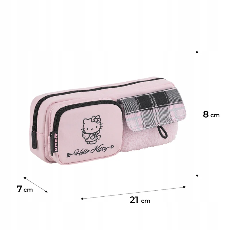 Piórnik Kite Hello Kitty różowy saszetka z pluszowej tkaniny i dodatkowymi kieszeniami - Image 3