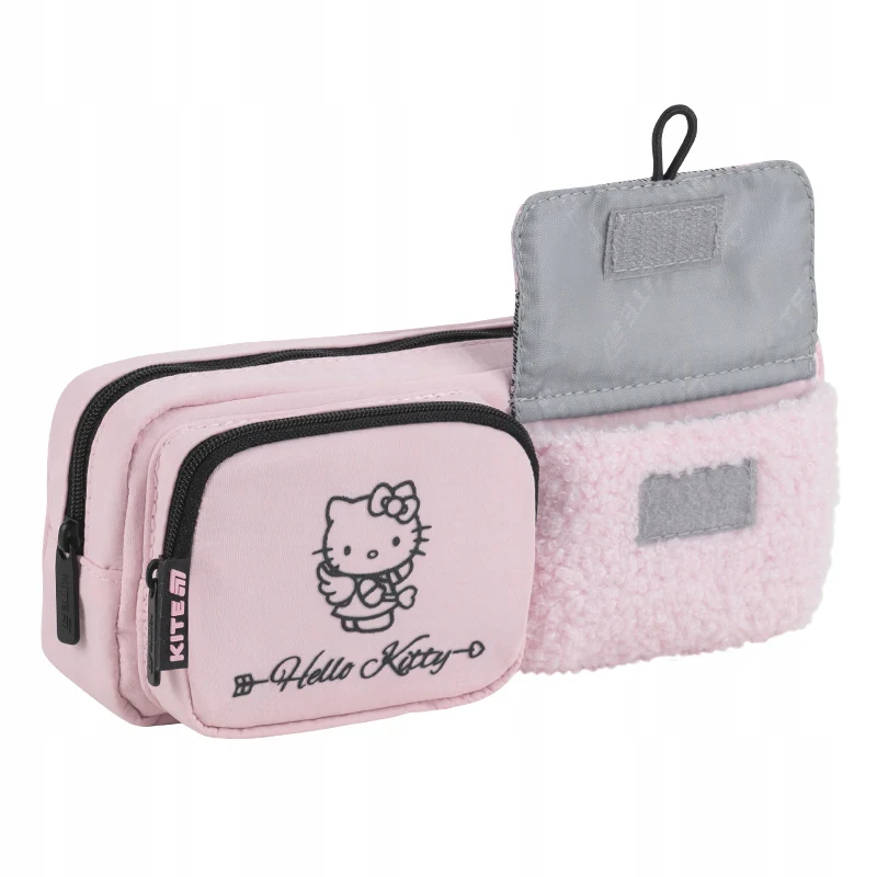 Piórnik Kite Hello Kitty różowy saszetka z pluszowej tkaniny i dodatkowymi kieszeniami - Image 4