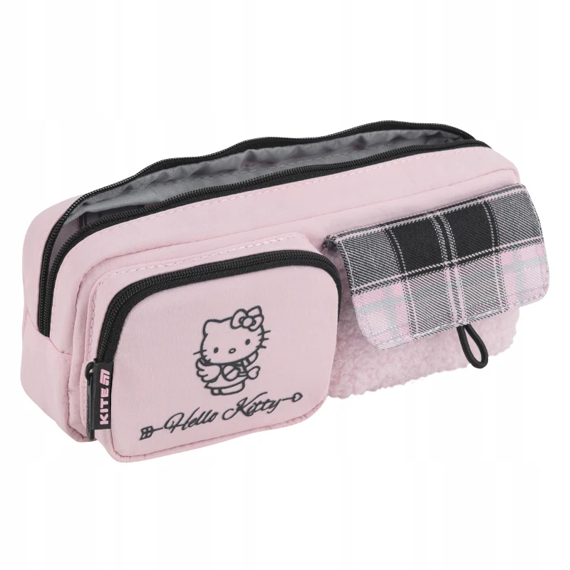Piórnik Kite Hello Kitty różowy saszetka z pluszowej tkaniny i dodatkowymi kieszeniami - Image 5