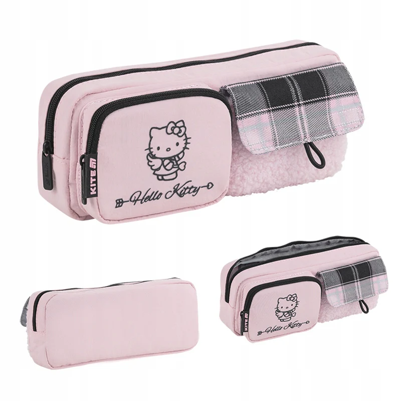 Piórnik Kite Hello Kitty różowy saszetka z pluszowej tkaniny i dodatkowymi kieszeniami - Image 7