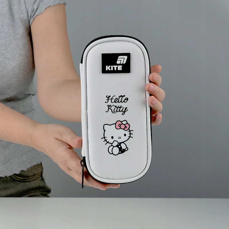 Piórnik Kite Hello Kitty szary usztywniany saszetka z organizerem dla dziewczynki - Image 2