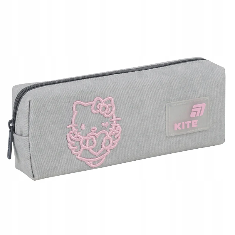 Piórnik saszetka Kite Hello Kitty szary jednokomorowy lekki 3D dla dziewczynki