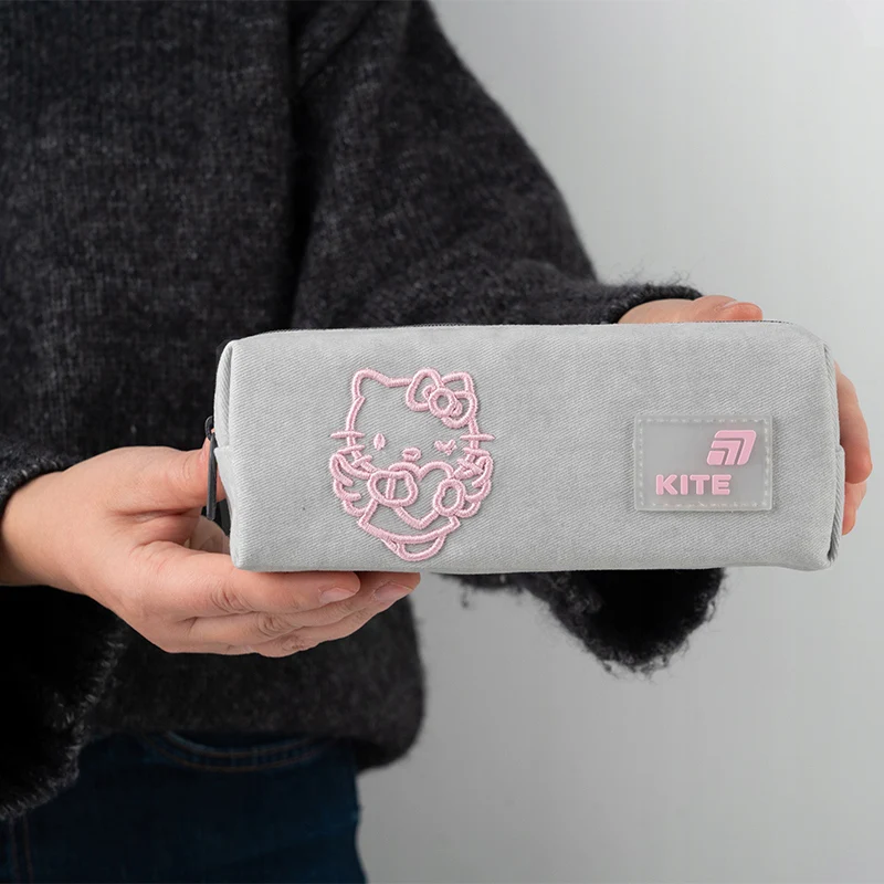 Piórnik saszetka Kite Hello Kitty szary jednokomorowy lekki 3D dla dziewczynki - Image 2