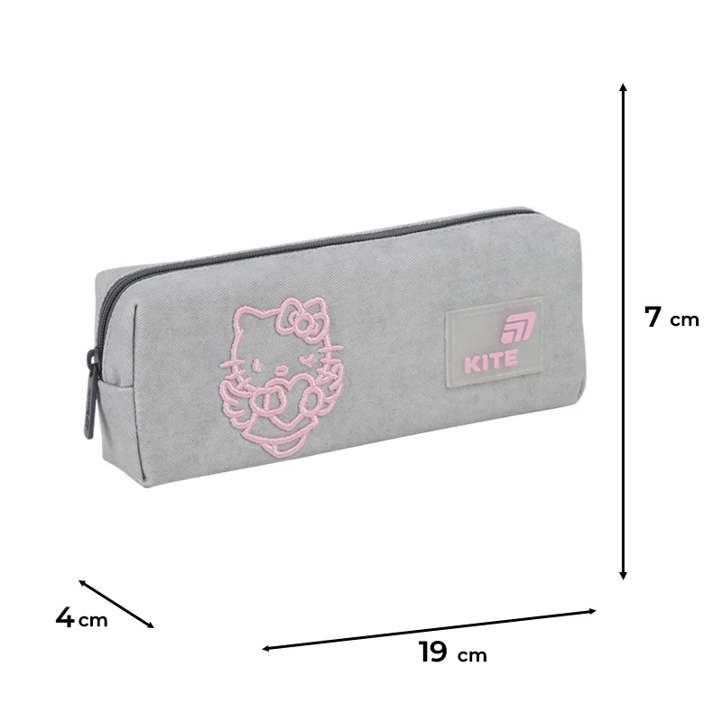 Piórnik saszetka Kite Hello Kitty szary jednokomorowy lekki 3D dla dziewczynki - Image 3
