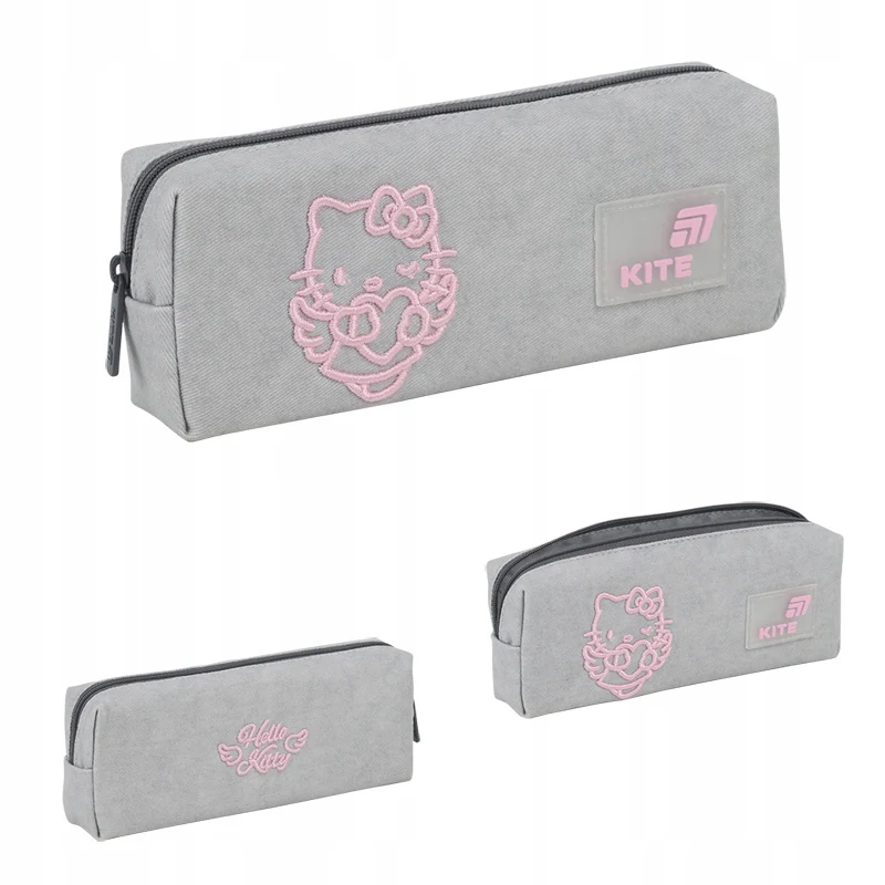 Piórnik saszetka Kite Hello Kitty szary jednokomorowy lekki 3D dla dziewczynki - Image 6