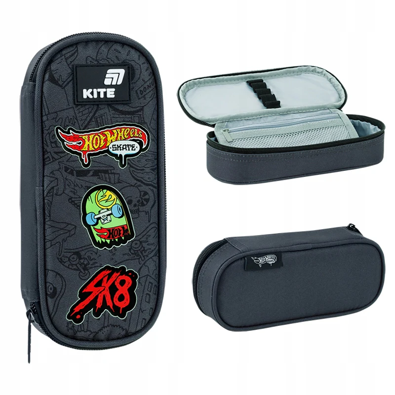Piórnik saszetka z organizerem dla chłopca szary Hot Wheels Kite - Image 3