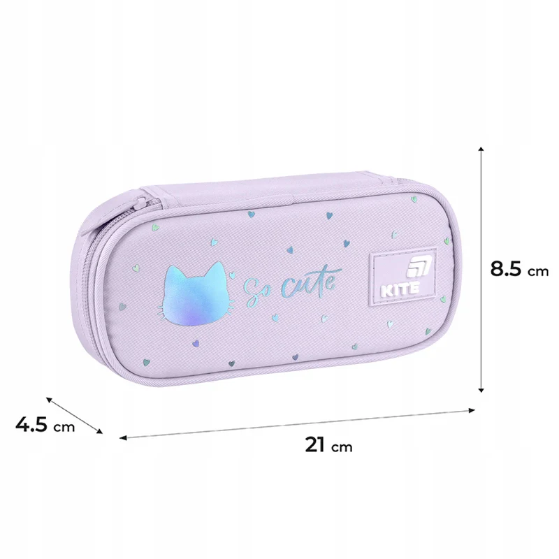 Piórnik Kite So Cute z kotkiem holograficzny usztywniany saszetka z organizerem - Image 3