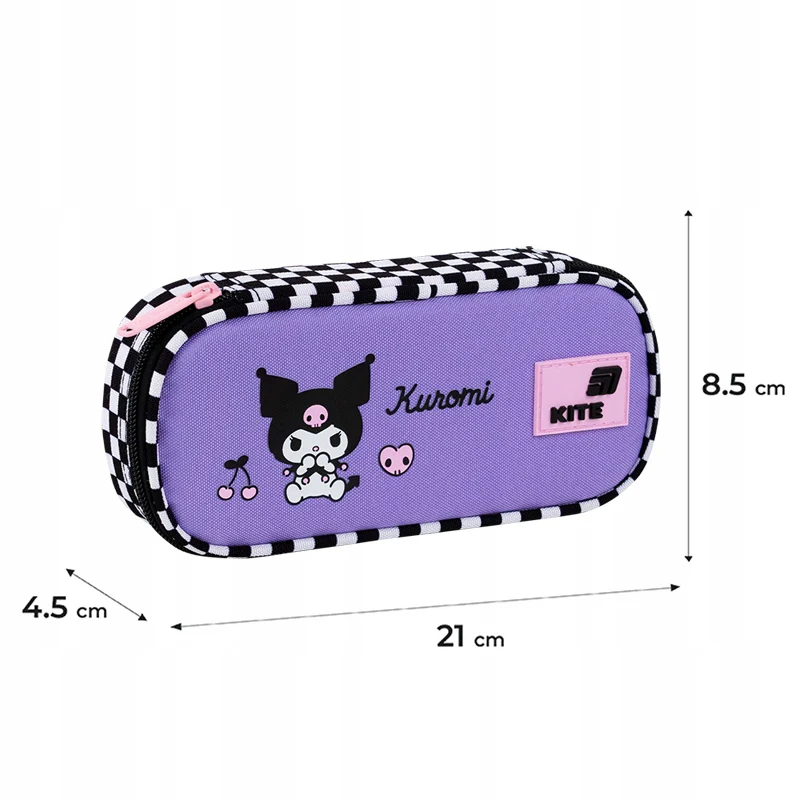 Piórnik Kite Kuromi usztywniany szachownica saszetka z organizerem dla dziewczynki - Image 3