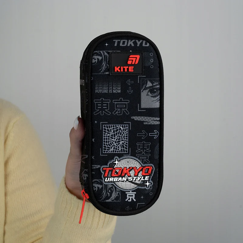 Piórnik saszetka czarny z organizerem i siateczką dla chłopca Kite Tokyo - Image 2