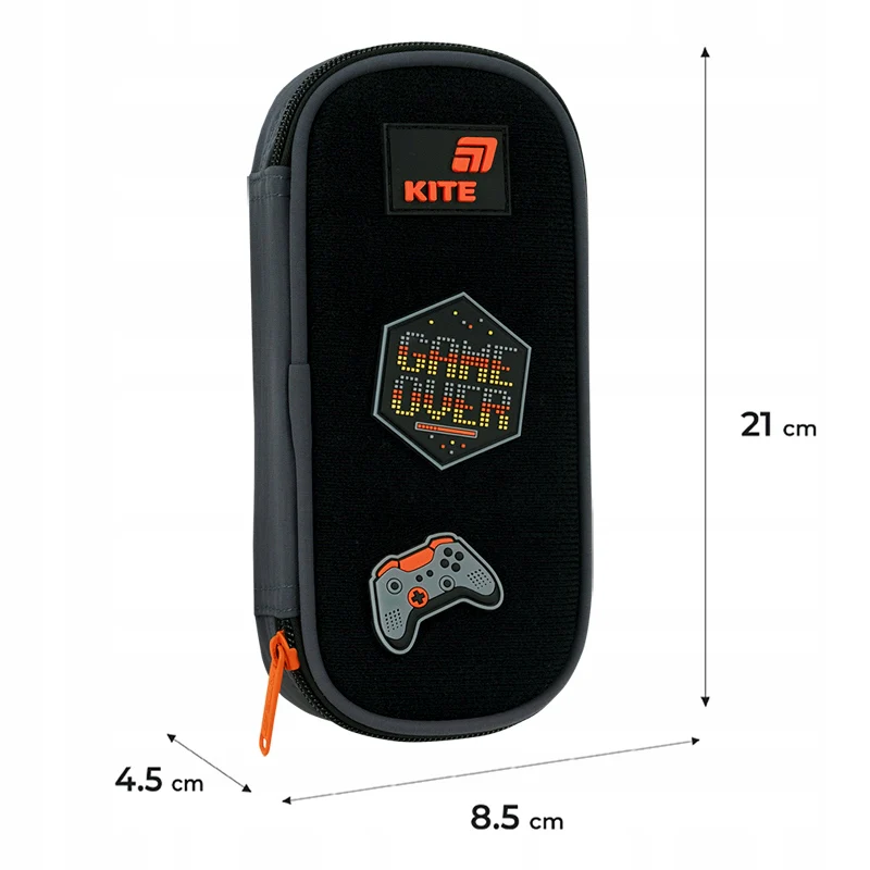 Piórnik Kite Game Zone czarny usztywniany ze zmiennymi naszywkami dla chłopca - Image 3