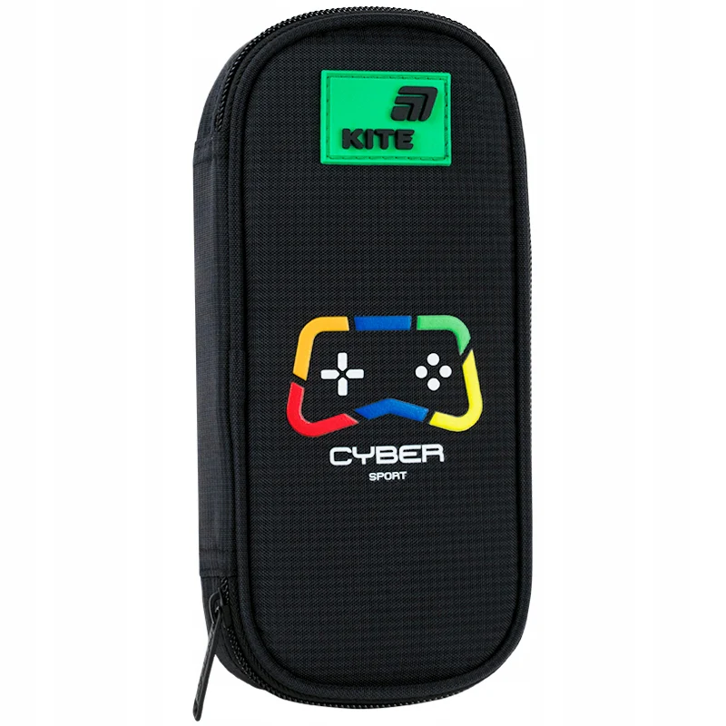 Piórnik Kite czarny usztywniany saszetka z organizerem dla chłopca Game Cyber