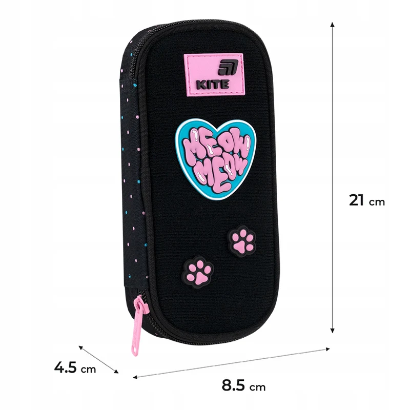 Piórnik Kite Pretty Kitty czarny usztywniany ze zdejmowanymi naszywkami dla dziewczynki - Image 3