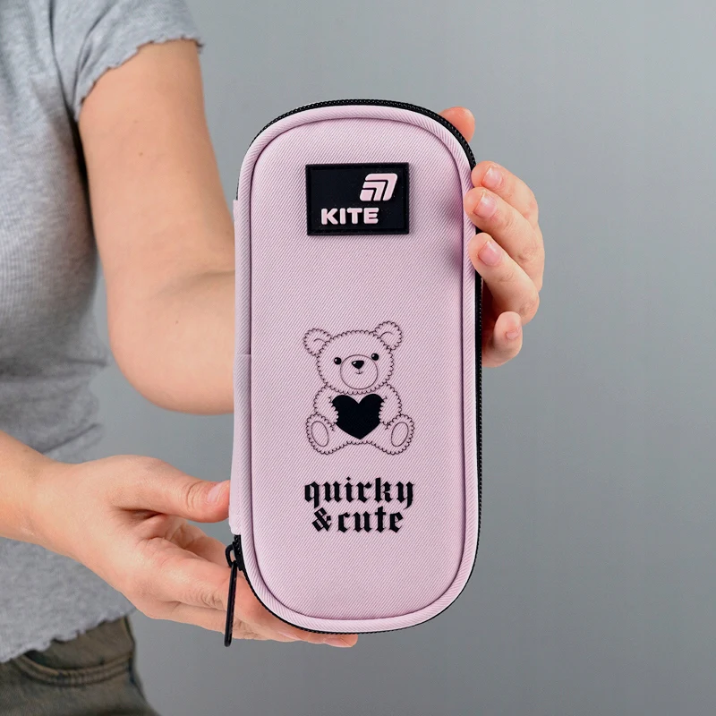 Piórnik Kite Quirky&Cute różowy usztywniany z misiem dla dziewczynki - Image 2