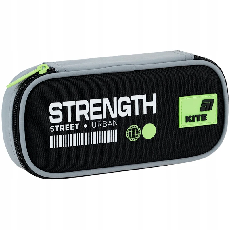 Piórnik Kite Strength czarny usztywniany saszetka z organizerem dla chłopca
