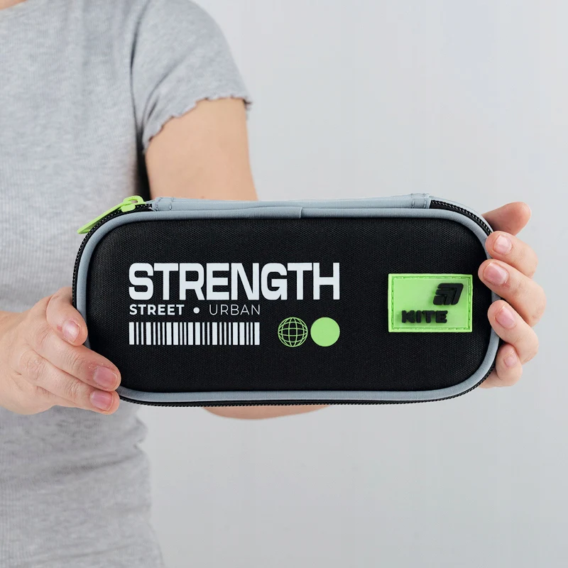 Piórnik Kite Strength czarny usztywniany saszetka z organizerem dla chłopca - Image 2