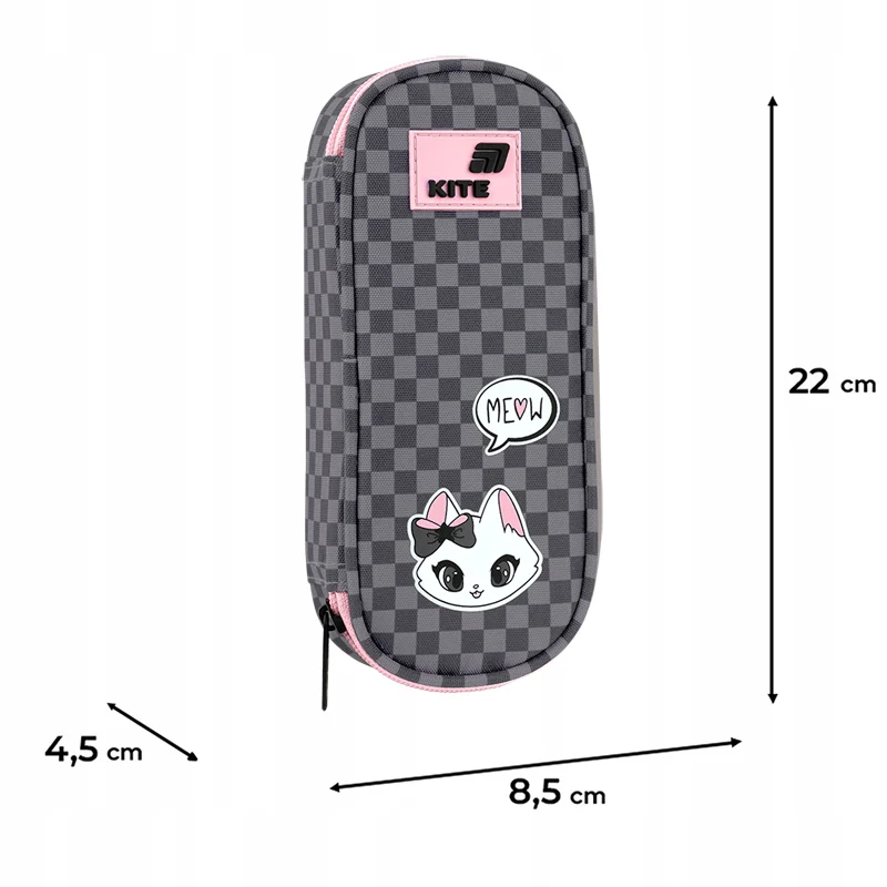 Piórnik saszetka z organizerem dla dziewczynki w kratkę Kite Meow - Image 3