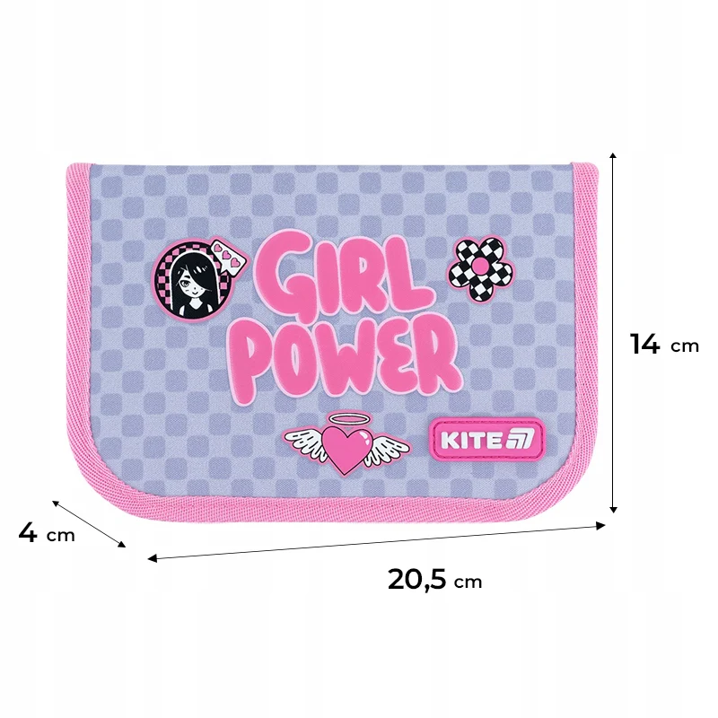 Piórnik szkolny Kite Girl Power w kratkę rozkładany z jedną klapką dla dziewczynki - Image 3