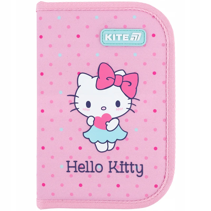Piórnik szkolny rozkładany dla dziewczynek różowy dwuklapkowy Hello Kitty Kite