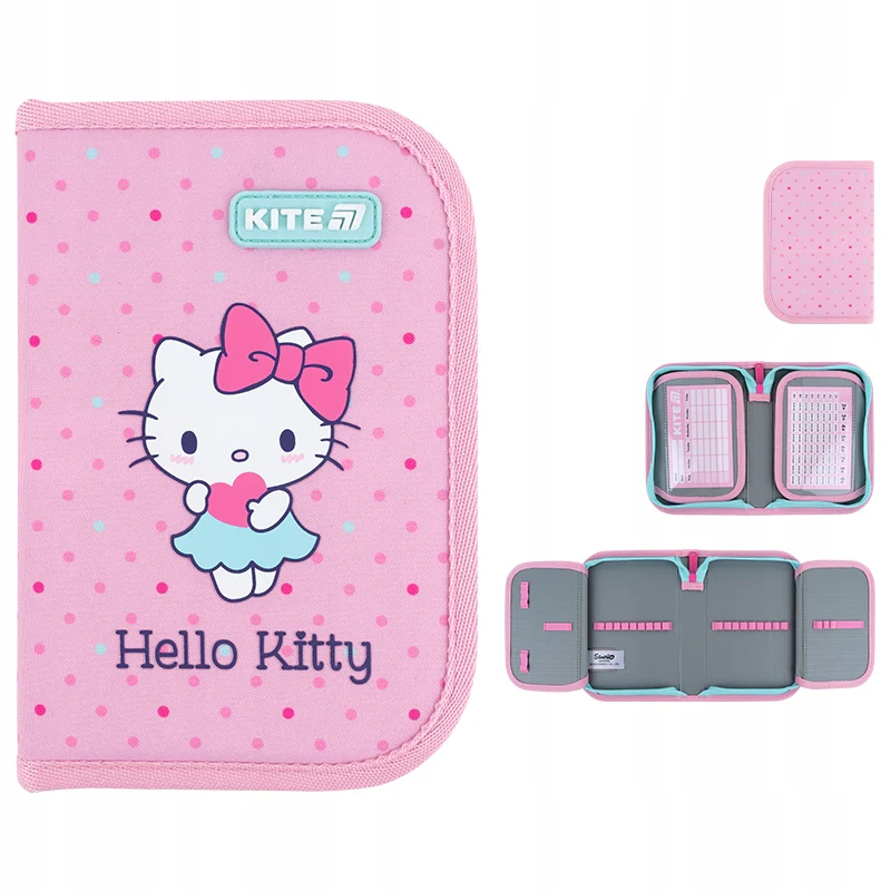 Piórnik szkolny rozkładany dla dziewczynek różowy dwuklapkowy Hello Kitty Kite - Image 3
