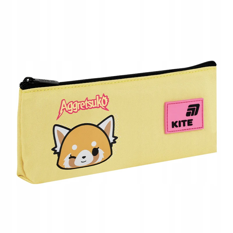 Piórnik szkolny saszetka Kite Aggretsuko żółty dla dziewczynki 3D