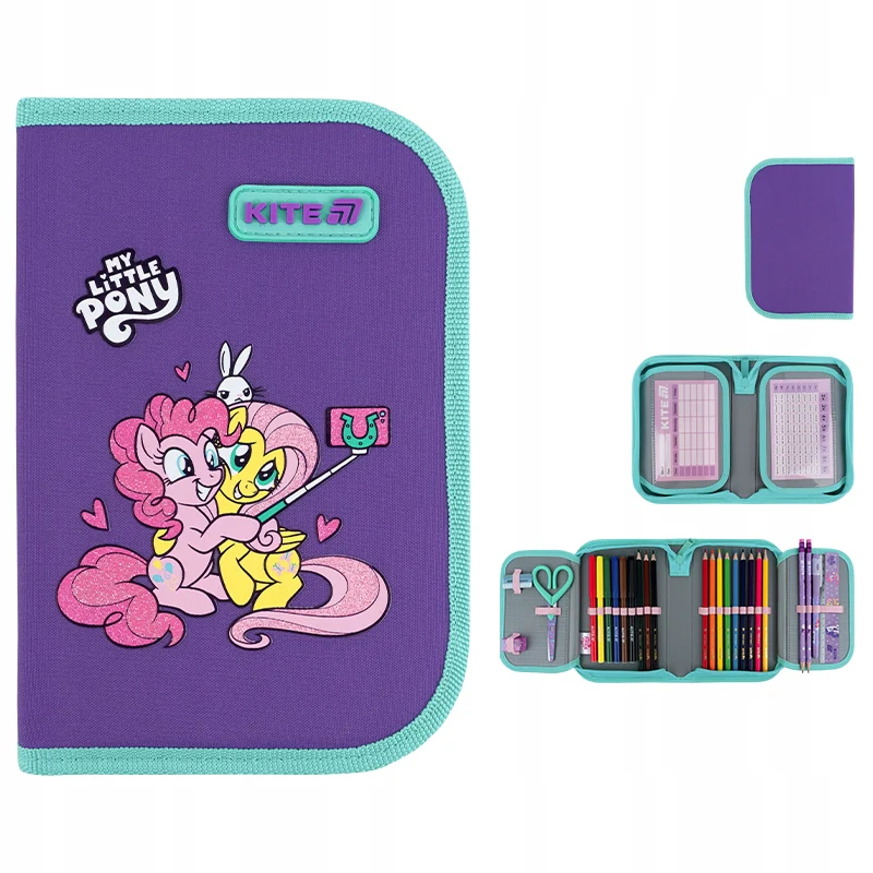 Piórnik szkolny z wyposażeniem dla dziewczynek fioletowy My Little Pony Kite - Image 4