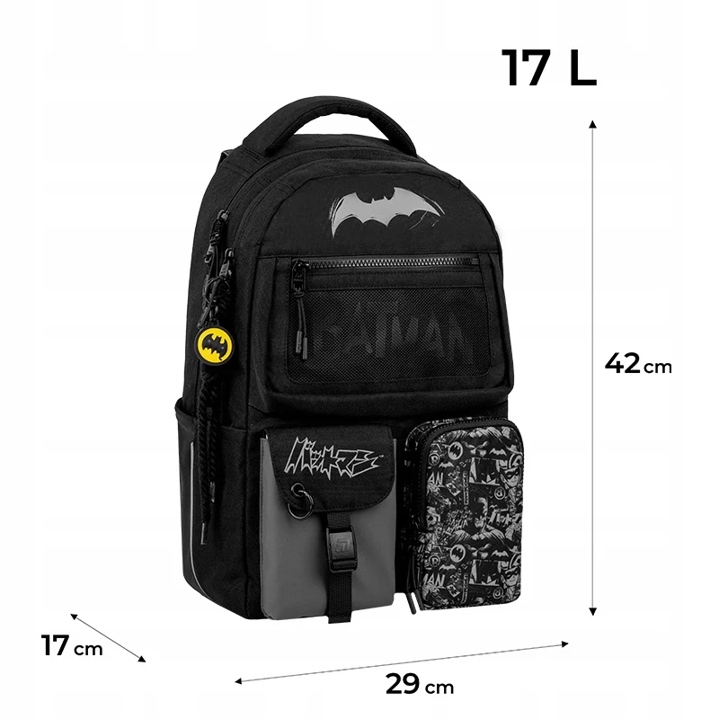 Plecak młodzieżowy szkolny dla chłopców 9-12 lat czarny DC Batman Kite - Image 3
