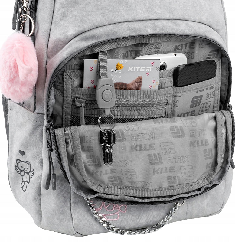 Stylowy plecak młodzieżowy szkolny Kite Hello Kitty z łańcuszkiem i brelokiem 9-12 lat - Image 8