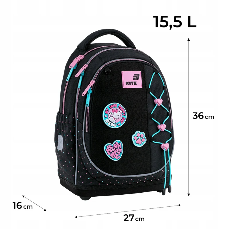Plecak szkolny ortopedyczny dla dziewczynek z naszywkami Kite Pretty Kitty - Image 3