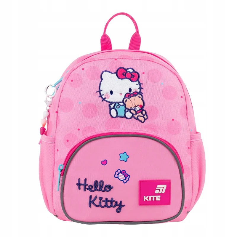Plecak przedszkolny Kite Hello Kitty dla dziewczynki, różowy z brelokiem