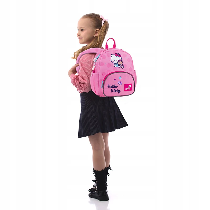 Plecak przedszkolny Kite Hello Kitty dla dziewczynki, różowy z brelokiem - Image 2