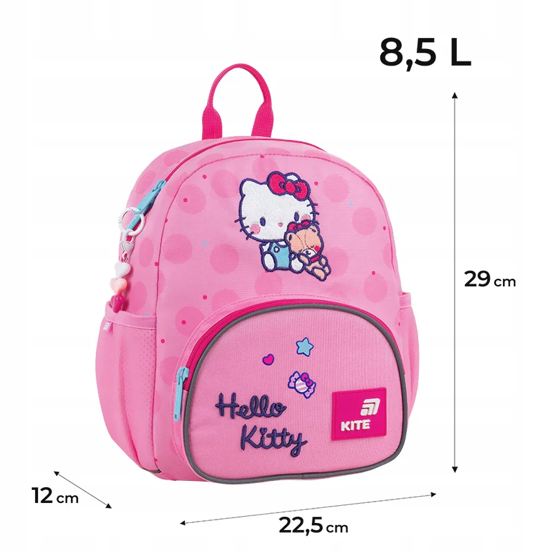 Plecak przedszkolny Kite Hello Kitty dla dziewczynki, różowy z brelokiem - Image 3