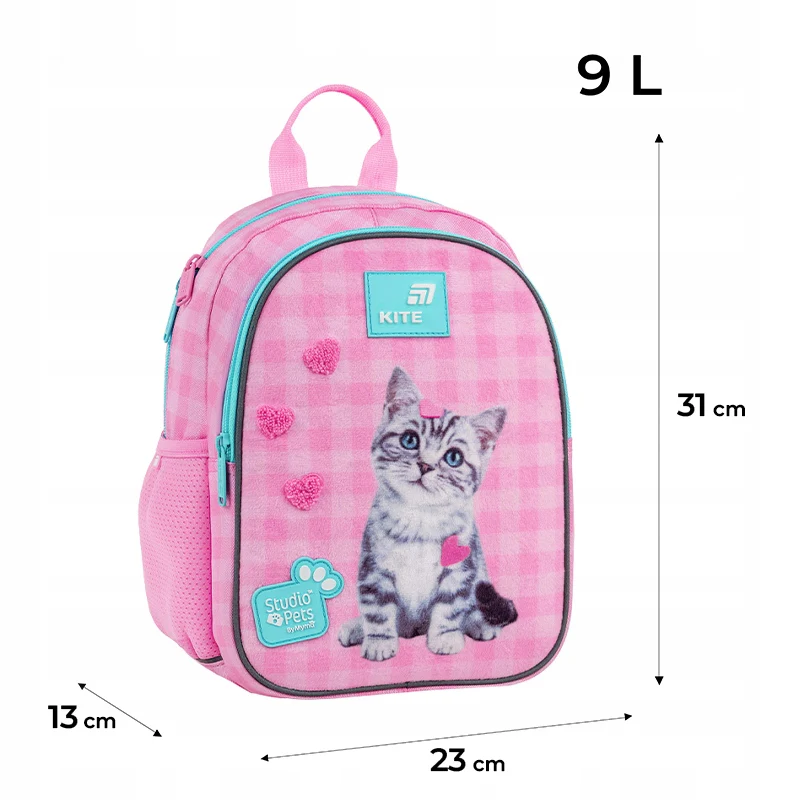 Plecak przedszkolny Kite Studio Pets dla dziewczynek lekki różowy z kotkiem - Image 3