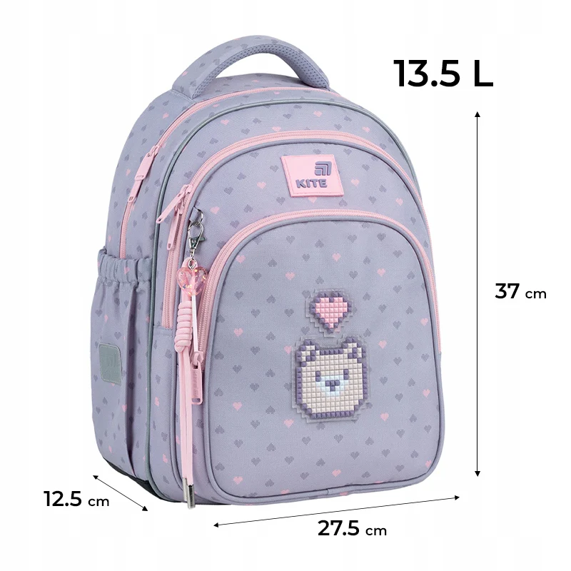 Plecak szkolny ortopedyczny dla dziewczynki 6-8 lat ergonomiczny Kite Pixel Love - Image 3