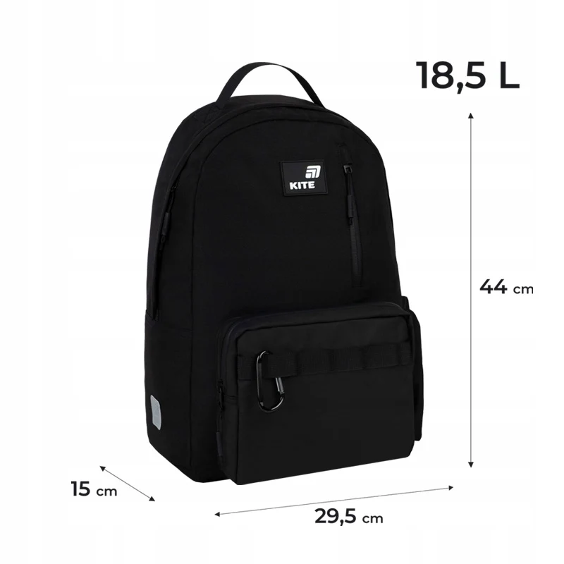 Plecak szkolny dla nastolatków 13-17 lat czarny anatomiczne plecy Kite Black - Image 3