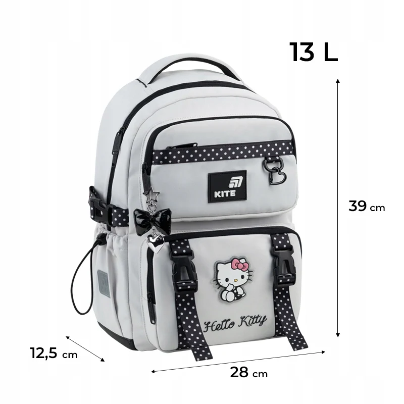 Plecak szkolny Kite Hello Kitty ortopedyczny dla dziewczynek do szkoły z brelokiem - Image 3