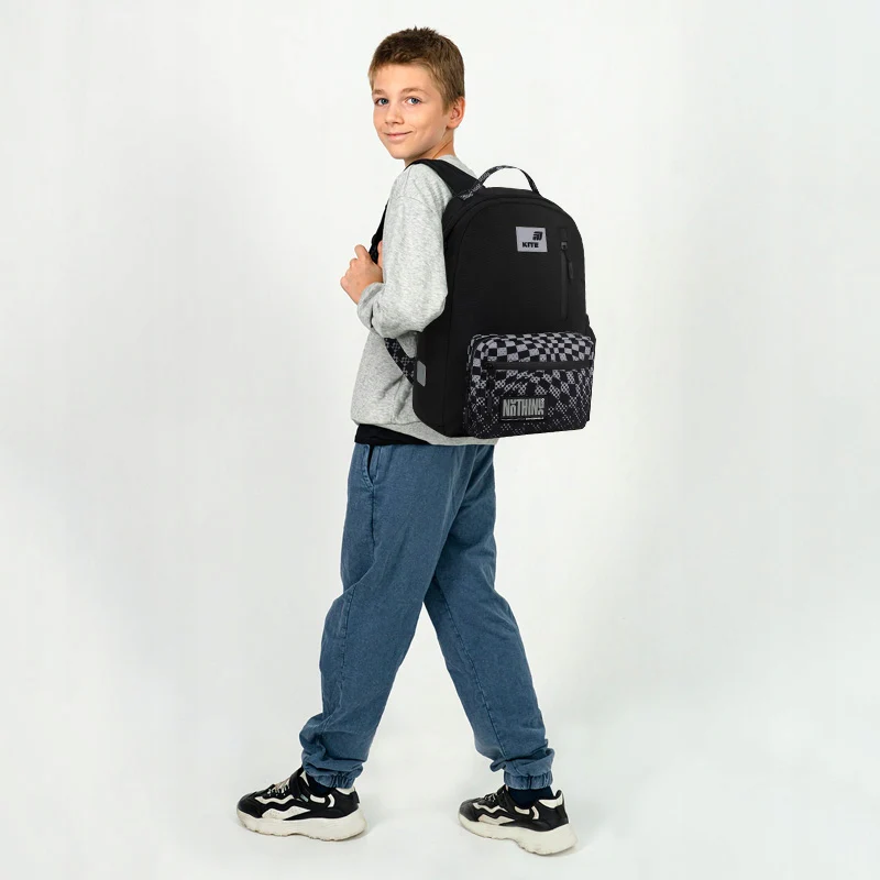 Plecak szkolny młodzieżowy Kite Education teens Nothing Impossible czarny z organizerem i systemem Air Comfort - Image 2