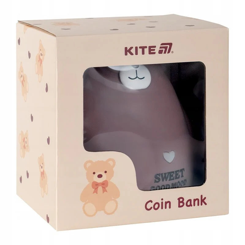 Skarbonka dla dzieci plastikowa otwierana brązowy misiek Kite Brown Bear - Image 3