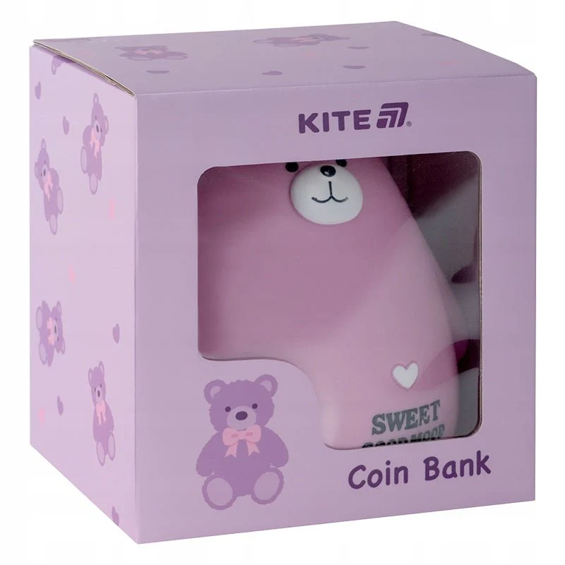 Skarbonka dla dzieci plastikowa otwierana różowy misiek Kite Pink Bear - Image 3